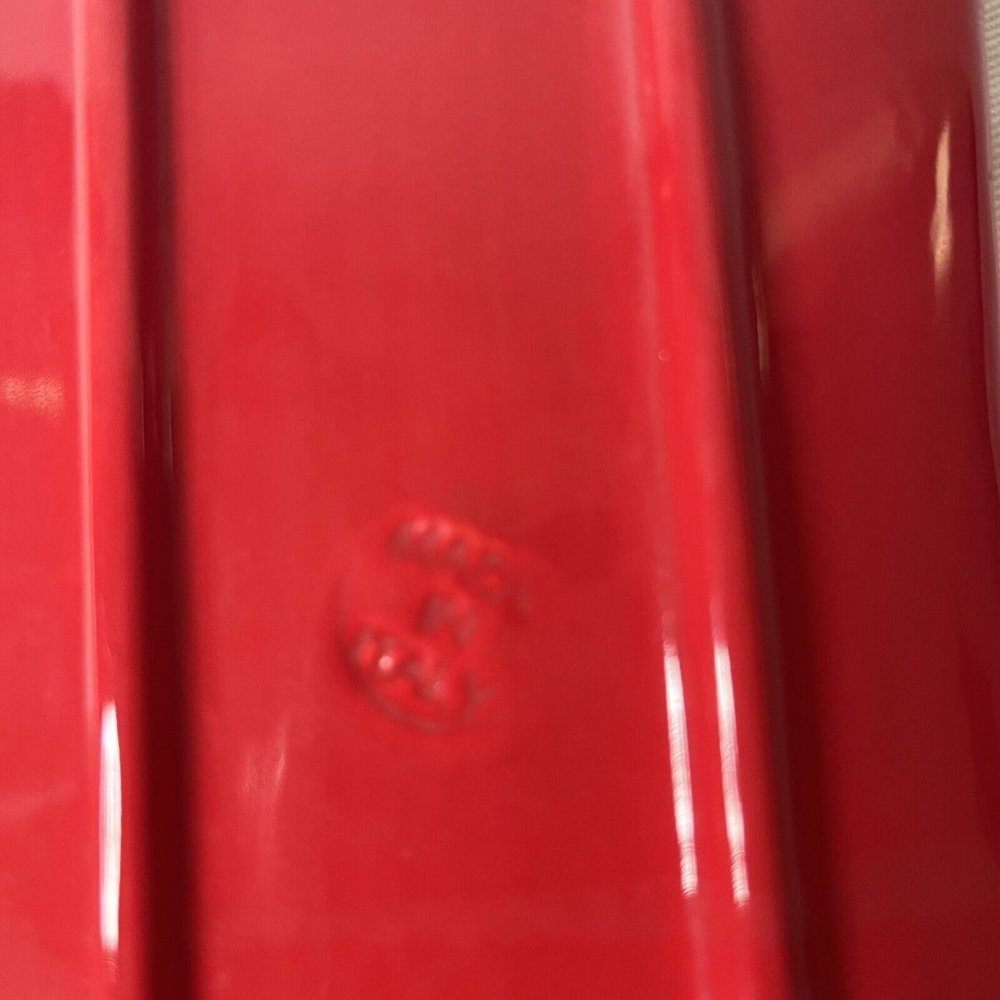 Candy Dish Made in Italy Rectangle Christmas Tree Pattern Red Bright Stars READ - Picture 3 of 10
